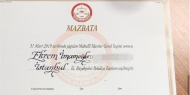 İmamoğlu'nun mazbatası hazırlandı... İşte mazbata