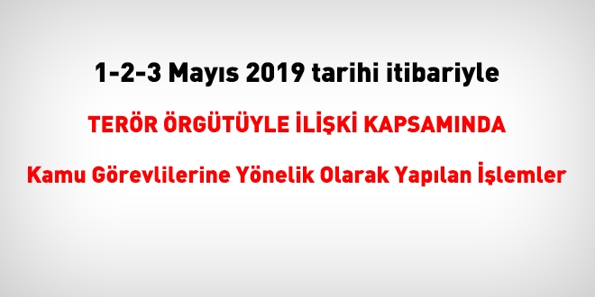 1-2-3 Mayıs 2019 tarihi itibariyle FETÖ'den haklarında işlem yapılanlar