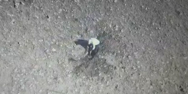 Jandarma'nın 'drone'unu taşlayan defineci gözaltında