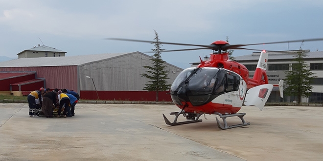 Ambulans helikopter kaymakam için havalandı