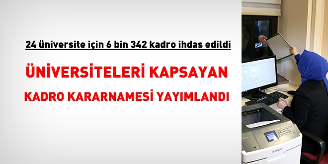 Kadro kararnamesi yayımlandı. 6.342 kadro ihdas edildi