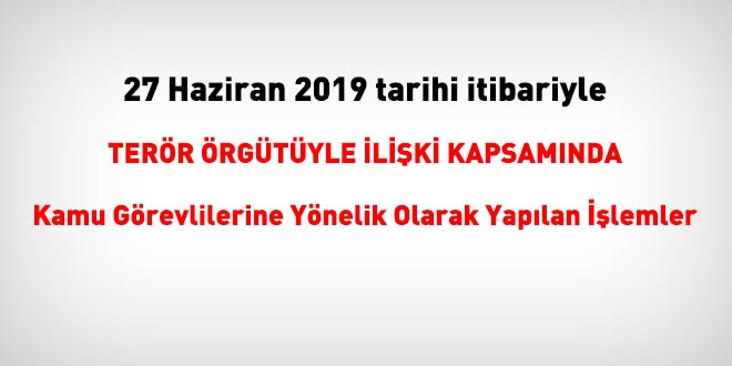 27 Haziran 2019 tarihinde FETÖ'den haklarında işlem yapılanlar