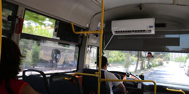 Yolcu minibüsüne duvar tipi klima taktı