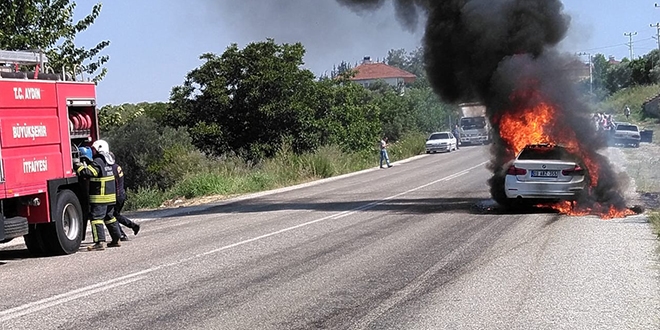 Komutanın yeni aldığı otomobili alev alev yandı