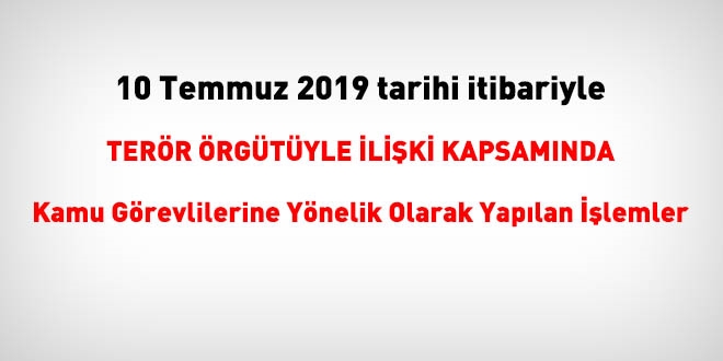 10 Temmuz 2019 tarihinde FETÖ'den haklarında işlem yapılanlar