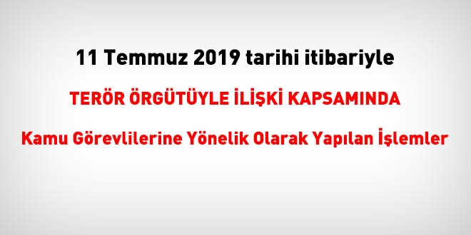 11 Temmuz 2019 tarihinde FETÖ'den haklarında işlem yapılanlar