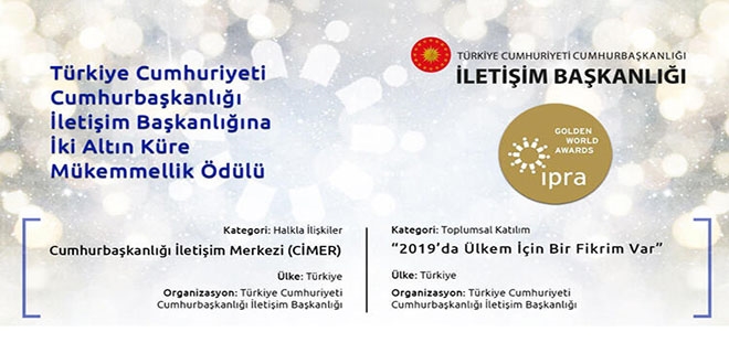 Cumhurbaşkanlığı İletişim Başkanlığı'na 'Halkla İlişkilerin Oscarları' ödülü