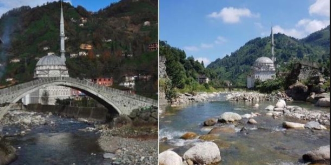 Rize'de yıkılan tarihi köprünün yapımına başlandı