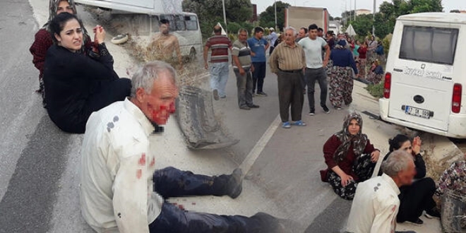 Çanakkale'de traktör ile tarım işçilerini taşıyan minibüs çarpıştı. 2'si ağır 17 yaralı