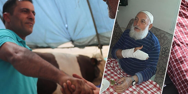 Pazarlıkta elini incittiği dedeye 'geçmiş olsun'a gitti