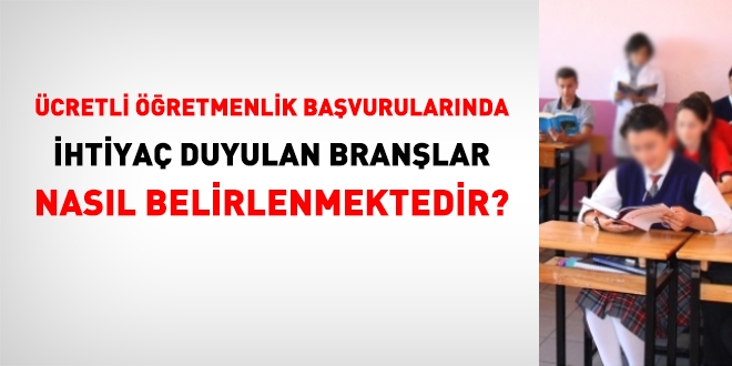 Ücretli öğretmenlik başvurularında ihtiyaç duyulan branşlar nasıl belirlenmektedir?