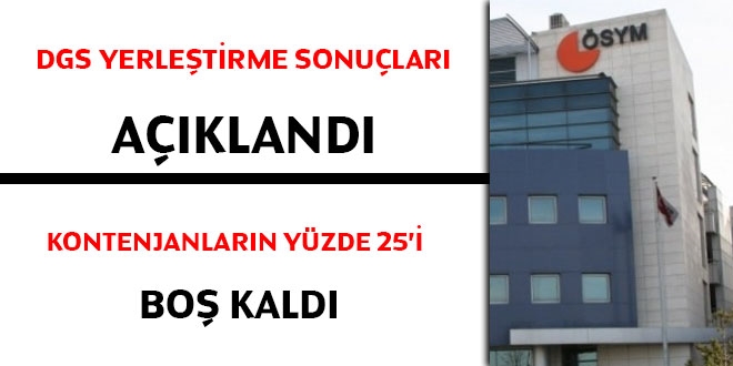 DGS yerletirme sonular akland... Kontenjanlarn yzde 25'i bo kald