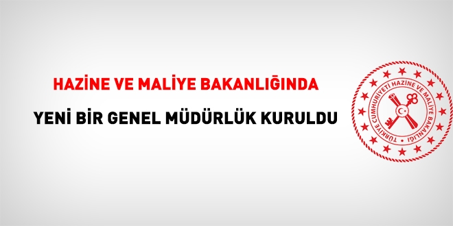 Hazine ve Maliye Bakanlığı'nda yeni bir Genel Müdürlük kuruldu