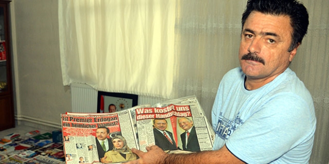 Erdoğan'ın yer aldığı gazeteleri 17 yıldır biriktiriyor