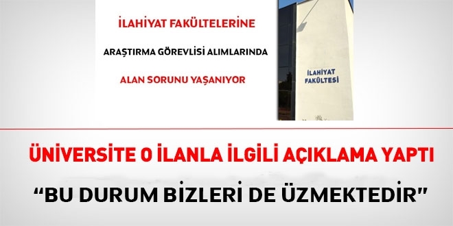 İlahiyat araştırma görevlisi alımları hakkında Üniversiteden açıklama