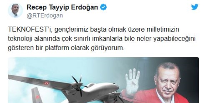 Erdoan'dan 'TEKNOFEST stanbul' paylam