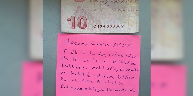 Caminin elektriğini kullandı, 10 TL bırakıp helallik istedi