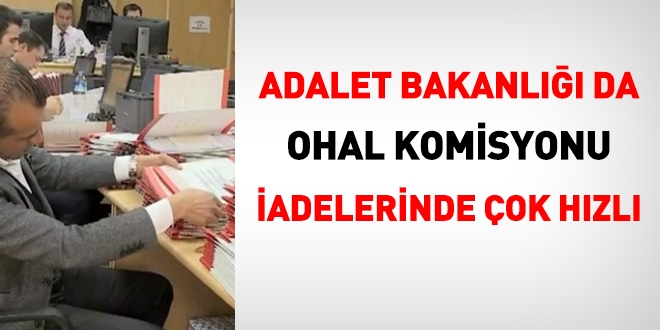 Adalet Bakanl da, OHAL iadelerinde ok hzl