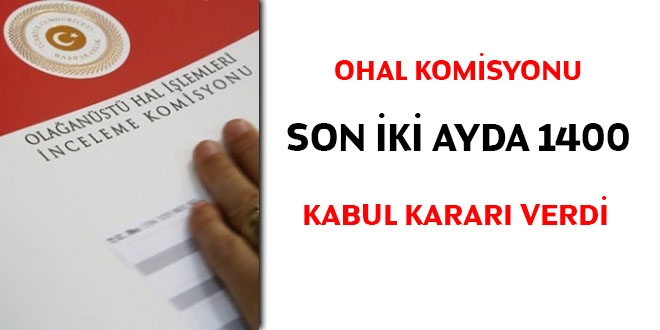 OHAL Komisyonu son iki ayda 1400 kabul kararı verdi