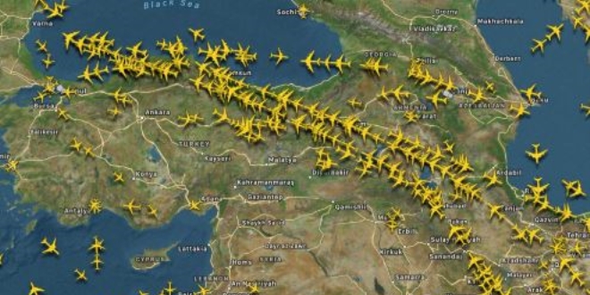 Günde ortalama 5 bin 606 uçak Türk semalarından geçti