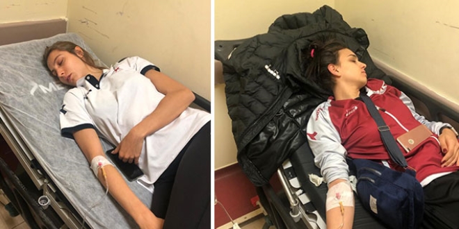 Voleybolcular hastanelik oldu, maç ertelendi