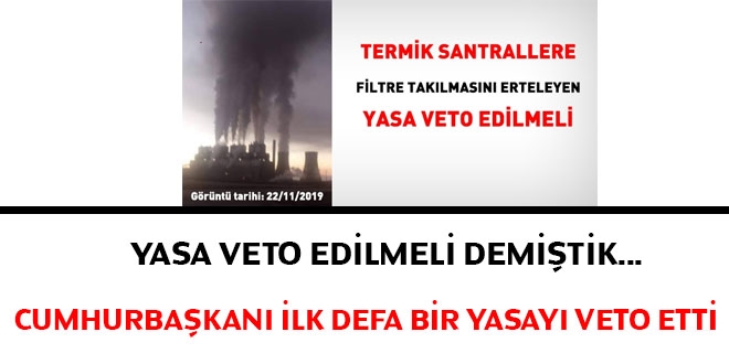 Erdoan, termik santral yasa dzenlemesini veto etti
