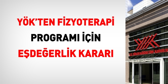 YK'ten fizyoterapi program iin edeerlik karar