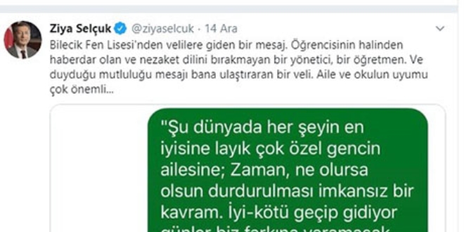 Bakan Selçuk, bir velinin mesajına sessiz kalmadı