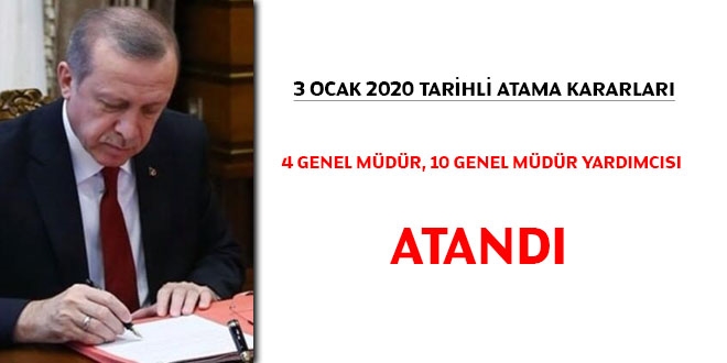 3 Ocak 2020 tarihli atama kararnameleri yaymland