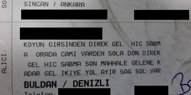 Vatandaşın kargo şirketine verdiği adres şaşırttı