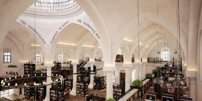 Kayseri'de kiliseden dönüştürülen kütüphane hizmet vermeye başladı