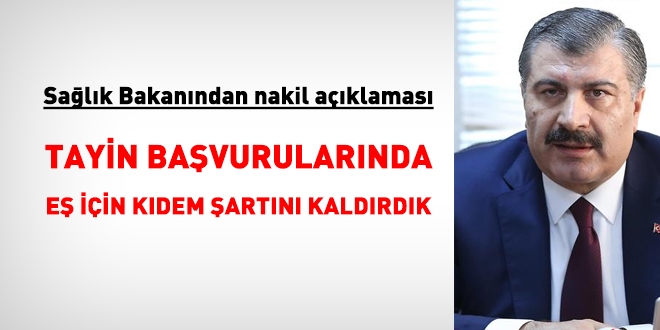 Bakan Koca'dan kurum içi nakil açıklaması