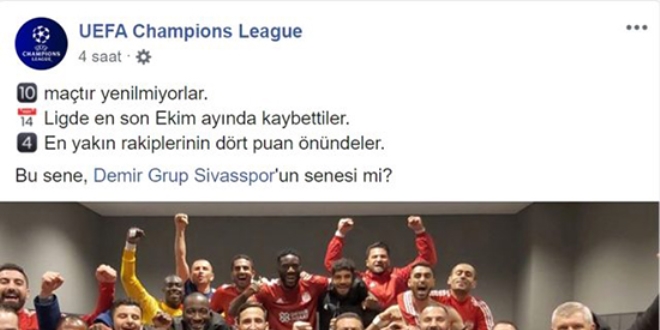 Beşiktaş'ı yenen Sivasspor, UEFA'nın da dikkatini çekti