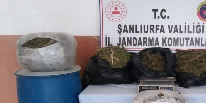 Şanlıurfa'nın Suruç ilçesinde 105 kilo esrar ele geçirildi