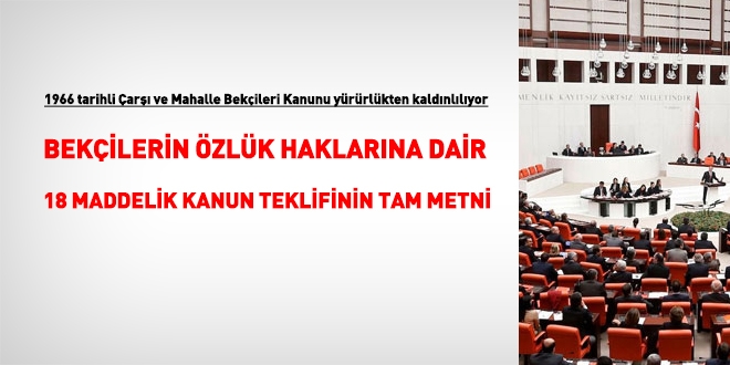 Bekilere dair 18 maddelik kanun teklifinin tam metni