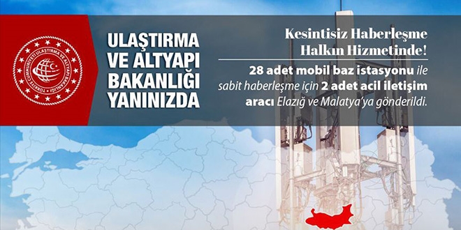 Deprem bölgesinde 23 mobil baz istasyonu görev yapıyor