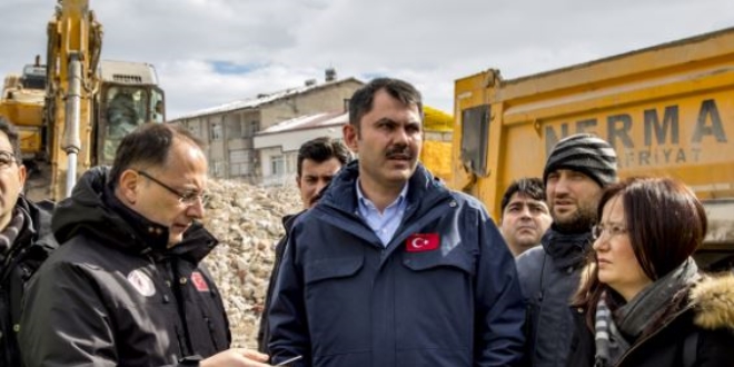 Bakan Kurum, deprem blgesinde inceleme yapt