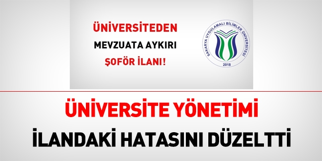 Üniversite ilandaki hatasını düzeltti!