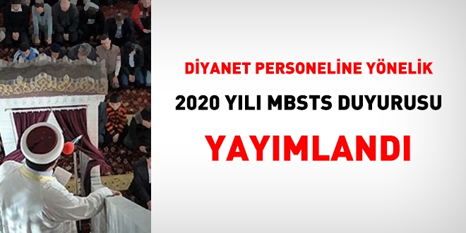 Diyanet personeline yönelik 2020 yılı MBSTS duyurusu yayımlandı