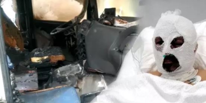 Tartıştığı öğrenci servisi şoförünü tiner döküp yaktı