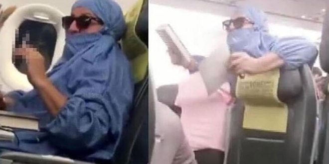 Uçakta olay çıkaran kadına tahliye