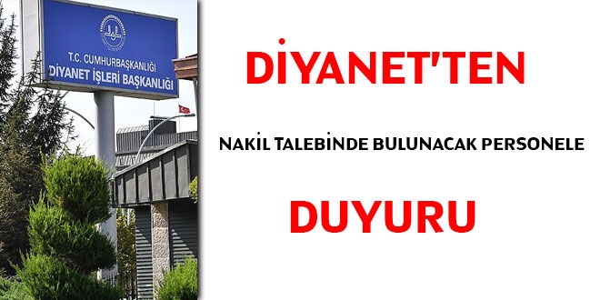 Diyanet'ten nakil talebinde bulunacak personele duyuru