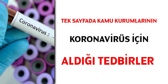 Tek sayfada Kamu kurumlarnn koronavirs iin ald tedbirler