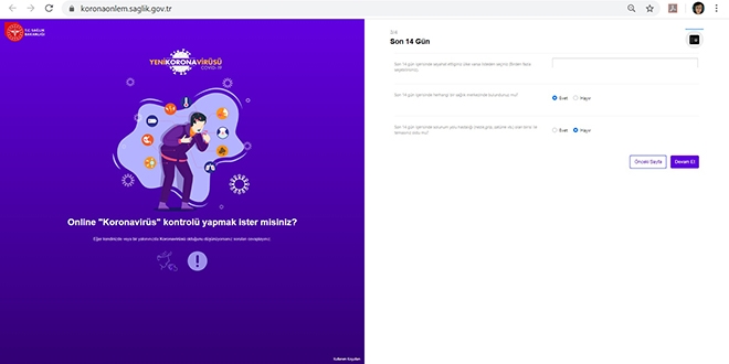 Bakanlığın online koronavirüs testine bir saatte 100 bin ziyaret
