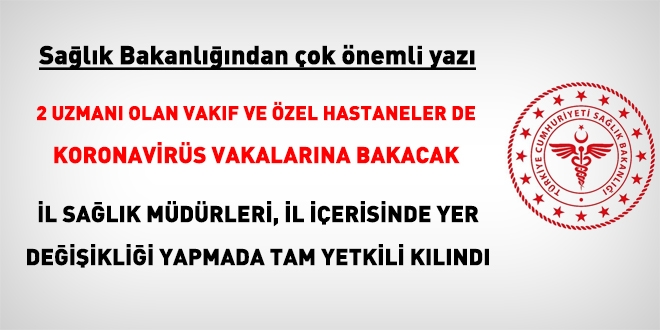 Sağlık Bakanlığı'ndan, Pandemi Hastaneleri ve personel nakillerine dair çok önemli yazı