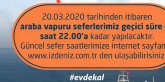 İzmir'de araba vapuru seferlerinde saat değişikliği