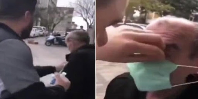 Yaşlı adamın başına kolonya döken kişi gözaltına alındı