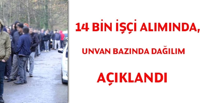 14 bin işçi alımında, unvan bazında dağılım açıklandı