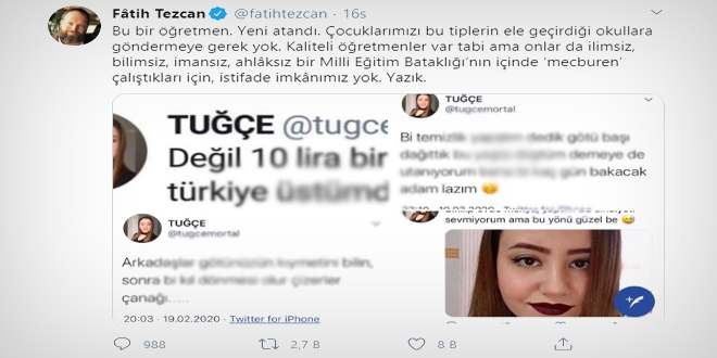 Fatih Tezcan'ın gündeme taşıdığı kadın, öğretmen değil!