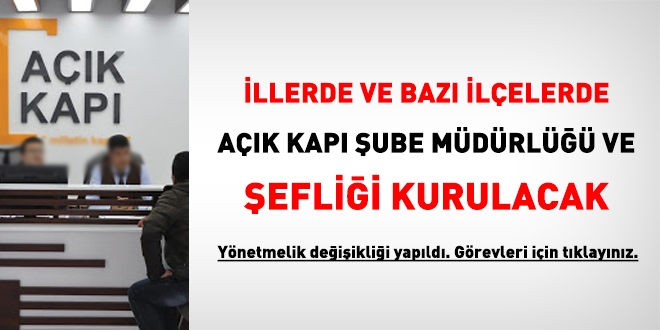 İllerde ve bazı ilçelerde yeni bir şube müdürlüğü kuruldu